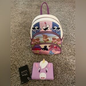 RARE Loungefly Disney Fantasia Scenes Triple Pocket Mini Backpack & Wallet